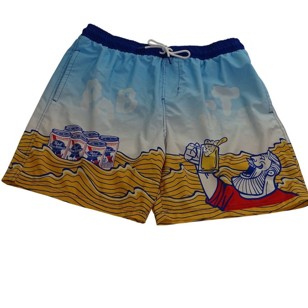Pabst Blue Ribbon Men Swim Trunks Size 2XL 44-46 Beach Retro Novelty Summer Pool